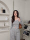 Casual Lace Detail Long Sleeves Blouse With Straight Cut Jogger Pant Sets